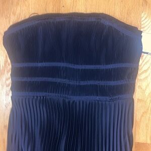 Taylor satin navy Pleated midi Gown